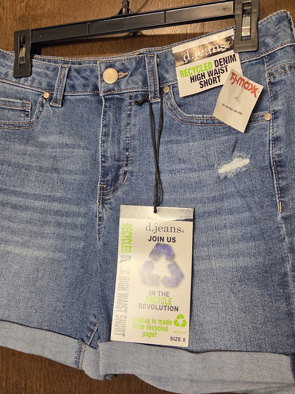 d. jeans Recycled Denim High Waist Jean Shorts NWT - Picture 2 of 11